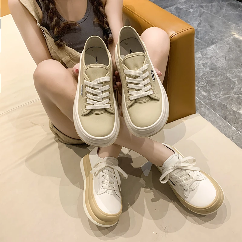 Women Shoes 2022 Fashion Spring Autumn Women New Platform Track Shoes Round Toe Lace-up Casual Shoes Women's Sports Shoes