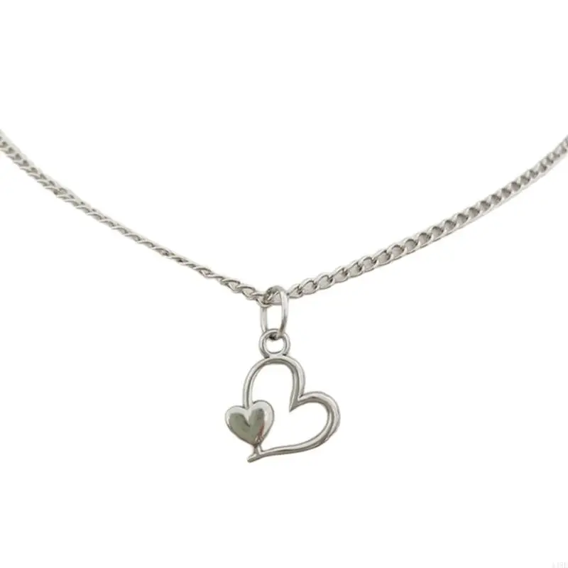 448E Simple Necklace Fashionable Heart Pendant Necklace Hollow Heart Neck Jewelry Perfect for Youthful Couple or Close Friend