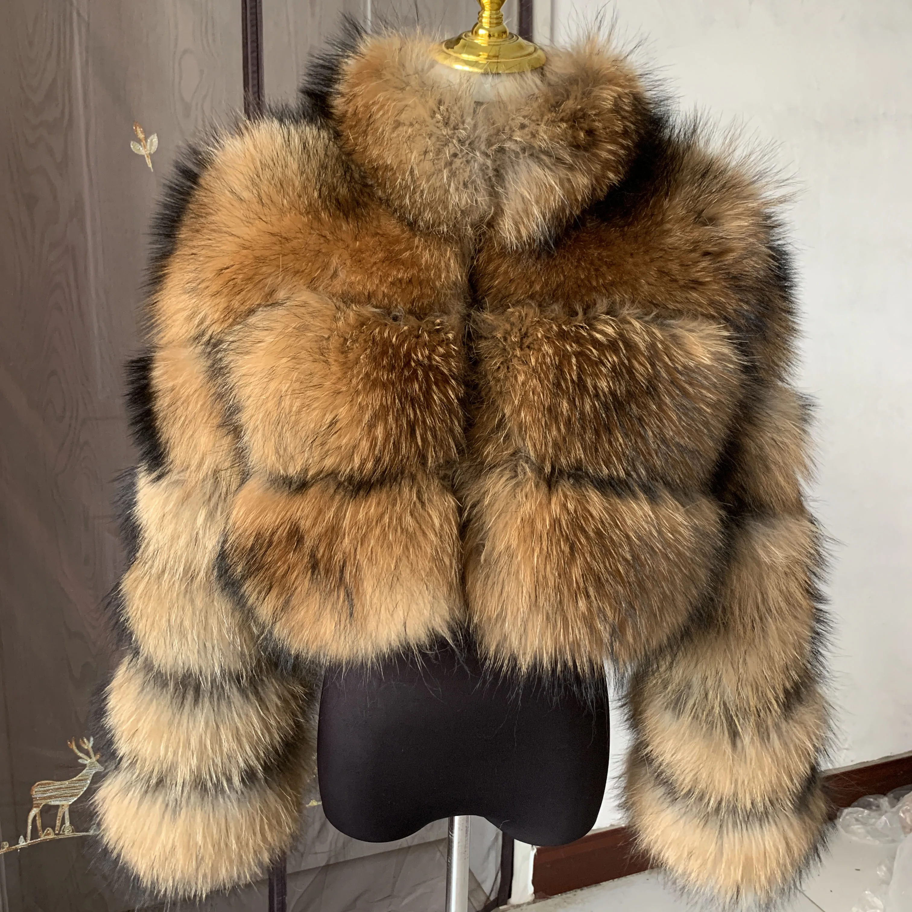 Natural fox fur raccoon fur real fox fur coat high quality fur ladies coat furry winter coat fashion coat 7xl fur