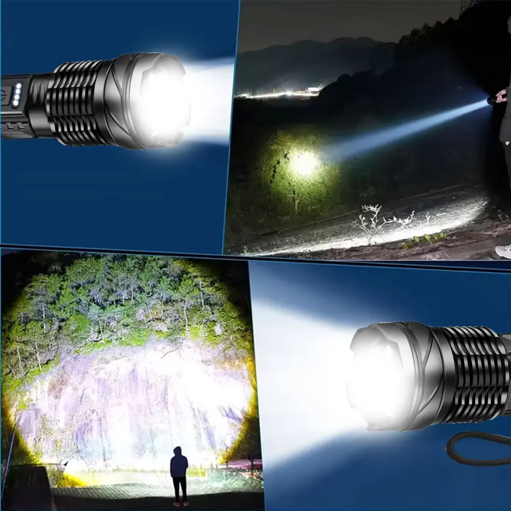 High Powerful LED Flashlights Long Range 150M Super Bright Torch Light Rechargeable Waterproof Outdoor Camping Lamp image 3