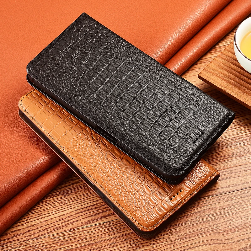 Crocodile Pattern Genuine Leather Case For iPhone 18 Pro Max 14 13 12 11 15 16 17 Pro Max 16 Plus Wallet Book Style Flip Cover