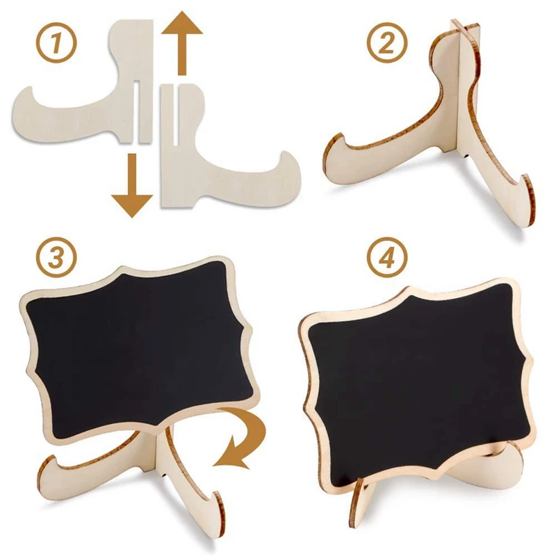 Мини-вывески для классной доски, 200 упаковок небольших этикеток для классной доски в рамке с подставкой для мольберта, деревянная доска для номеров столов