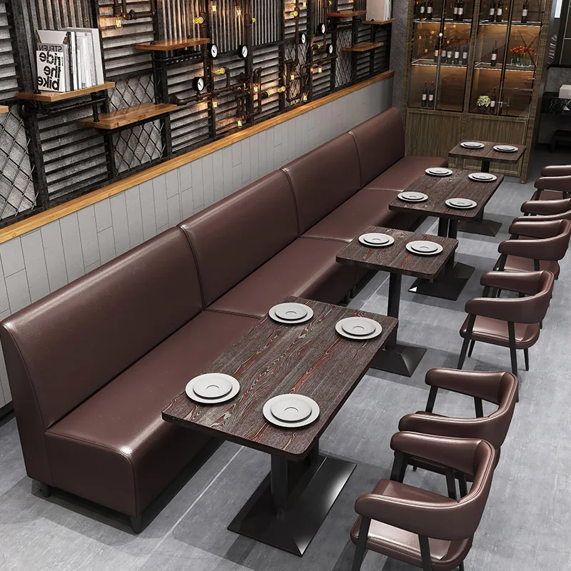 custom.Milk Tea Shop Restaurant Table Chair Combination Retro Simple Casual Western Cuisine Coffee Shop Hot Pot Restaurant Booth
