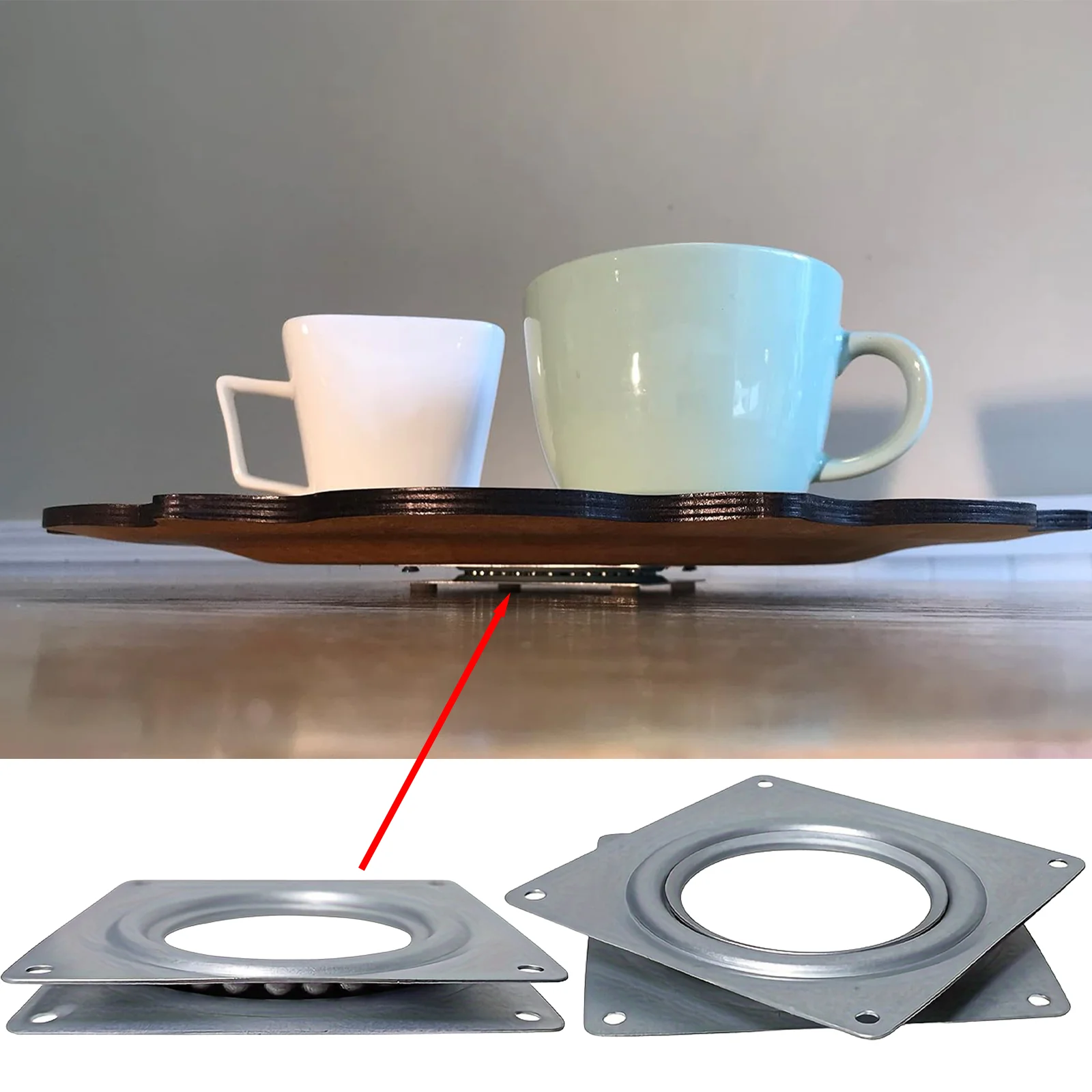4 Inch Steel Ball Bearing Turntable Swivel Plate Low Profile Rotating Tray for Cabinet Table Display Rack