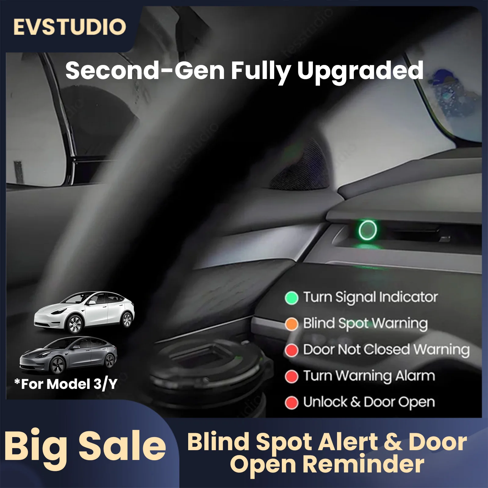 

Blind Spot Monitoring System For Tesla Model Y Model 3 Warning Light Microwave Radar Detection Blind Area Alarm Car Assistance