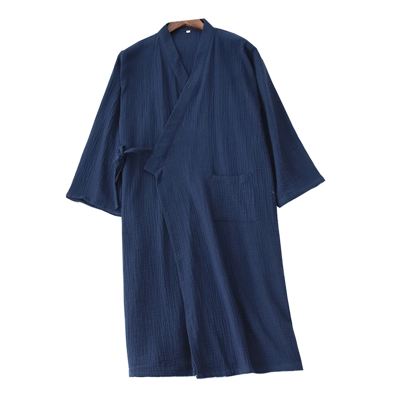 

Spring Autumn Japanese Nightgown Pajamas Pure Cotton Gauze Washed Large Size Loose Kimono Bathrobe Home Dress Bathrobe Yukata