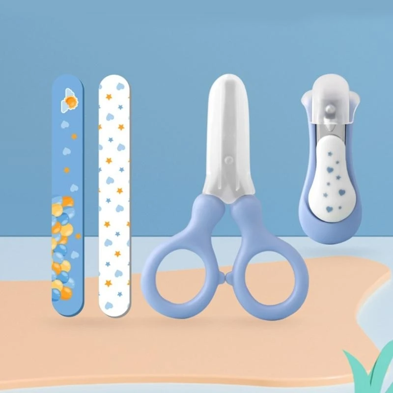 

J15U Essential Nails Care set Precisions Cutting with Soft Edged Clips & Scissors Infant Nails Maintenance set for Boy Girls