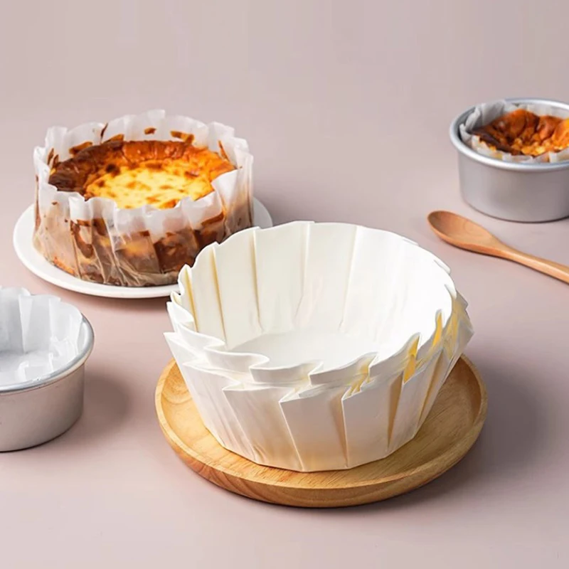 Bandeja de papel de aceite para tarta de queso, molde plegable para pastel, liberación desechable, papel para pastel de Mousse, papel para hornear con borde a prueba de aceite, vajilla para exteriores