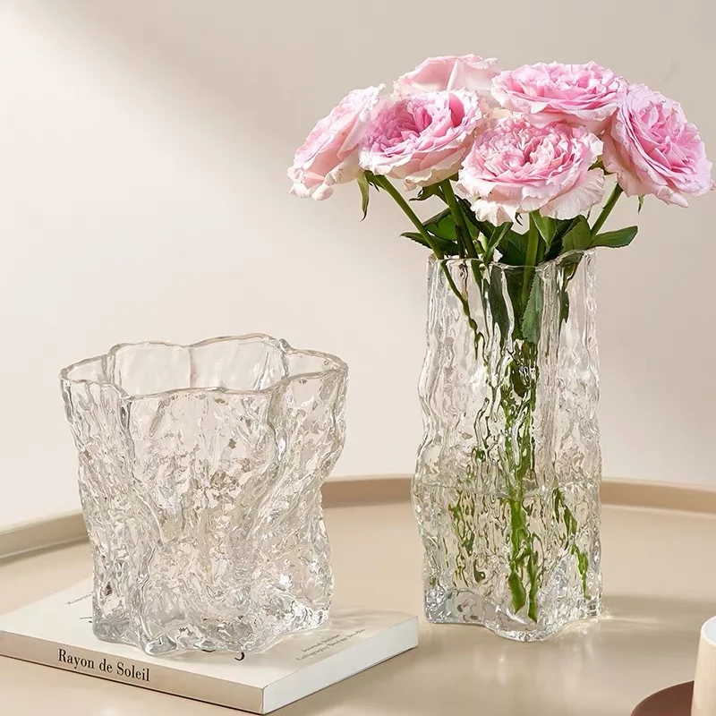 Irregular Glacier Glass Vase Ornament Living Room Flower Arrangement Hydroponics Transparent Water Crystal Floor-to-ceiling Dini