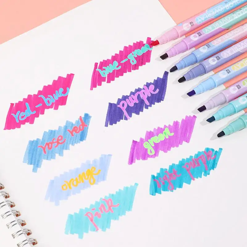 Rotuladores Resaltadores para dibujar, rotuladores de doble punta de colores, sujeción cómoda, herramienta de manualidades DIY para diario, póster, tarjeta de felicitación