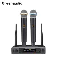 GAW-KU08 Professional UHF Dual Channel Handheld Wireless Microphone System For Party Wedding Speech Church Stage Karaoke DJ