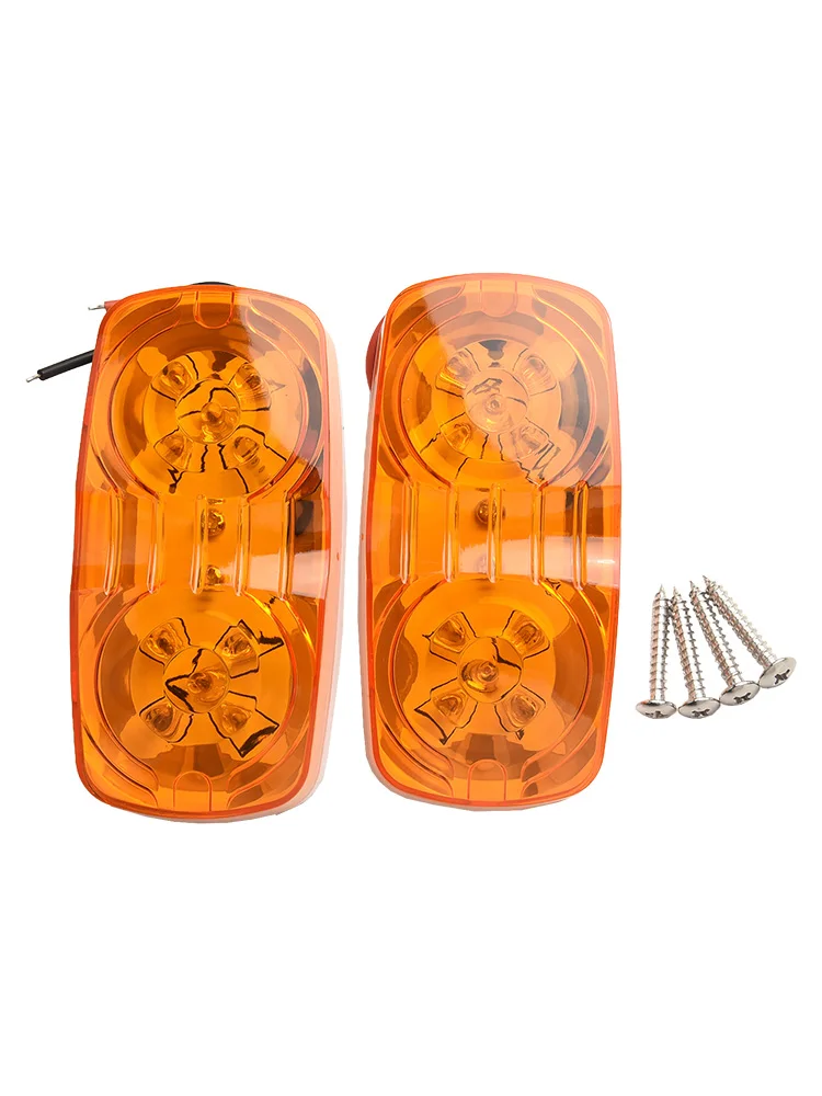 LED Side Marker Lights for Trucks Vans Trailers - Amber 12V 24V Waterproof Vehicle Indicator Lamps with 10 F5 LED Beads - 2 Pack