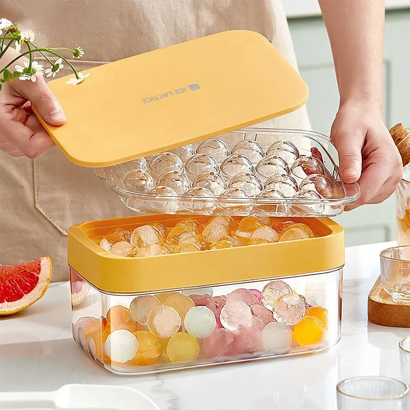 

Creative Round Ice Cube Mold Quick Demould Ice Cream Tools With Storage Box For Party Kitchen Bar