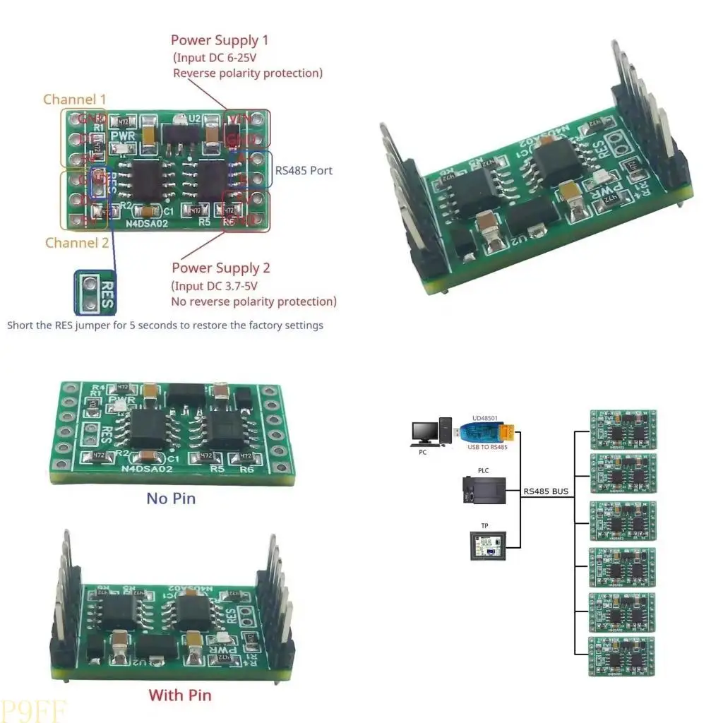 

CS1W 2CH RS485 Modbus -55-125℃ Temperature Collector DS18B20 Sensors Adapter Board
