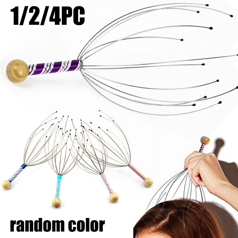 

1/2/4PC Octopus Head Massager Random Color Scalp Relax Relaxing Claw Metal Head Massager Stress Release Unisex Head Massager