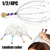 1/2/4PC Octopus Head Massager Random Color Scalp Relax Relaxing Claw Metal Head Massager Stress Release Unisex Head Massager