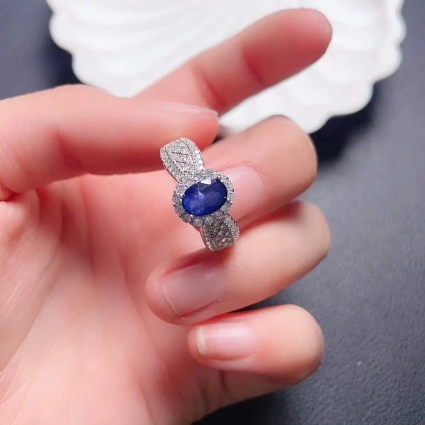 

Роскошное обручальное кольцо из серебра 925 пробы с сапфиром, 5 мм * 7 мм, кольцо с натуральным сапфиром и 3 слоями, позолота 18 карат, сохраняет сияние