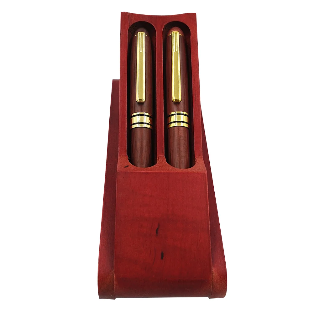 

3pcs Set Signature Pen Box Kit Wooden Pen Case Retro Office Supplies Storage Pencil Holder Stationery Organizer For Businessman