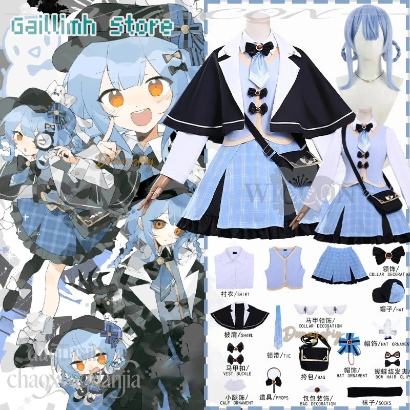 

Аниме игра Mahou Shoujo No Majo Saiban Косплей Tachibana Sherii 코스프레 의상 Детективный костюм Синяя клетчатая юбка Сладкая Лолита Хэллоуин