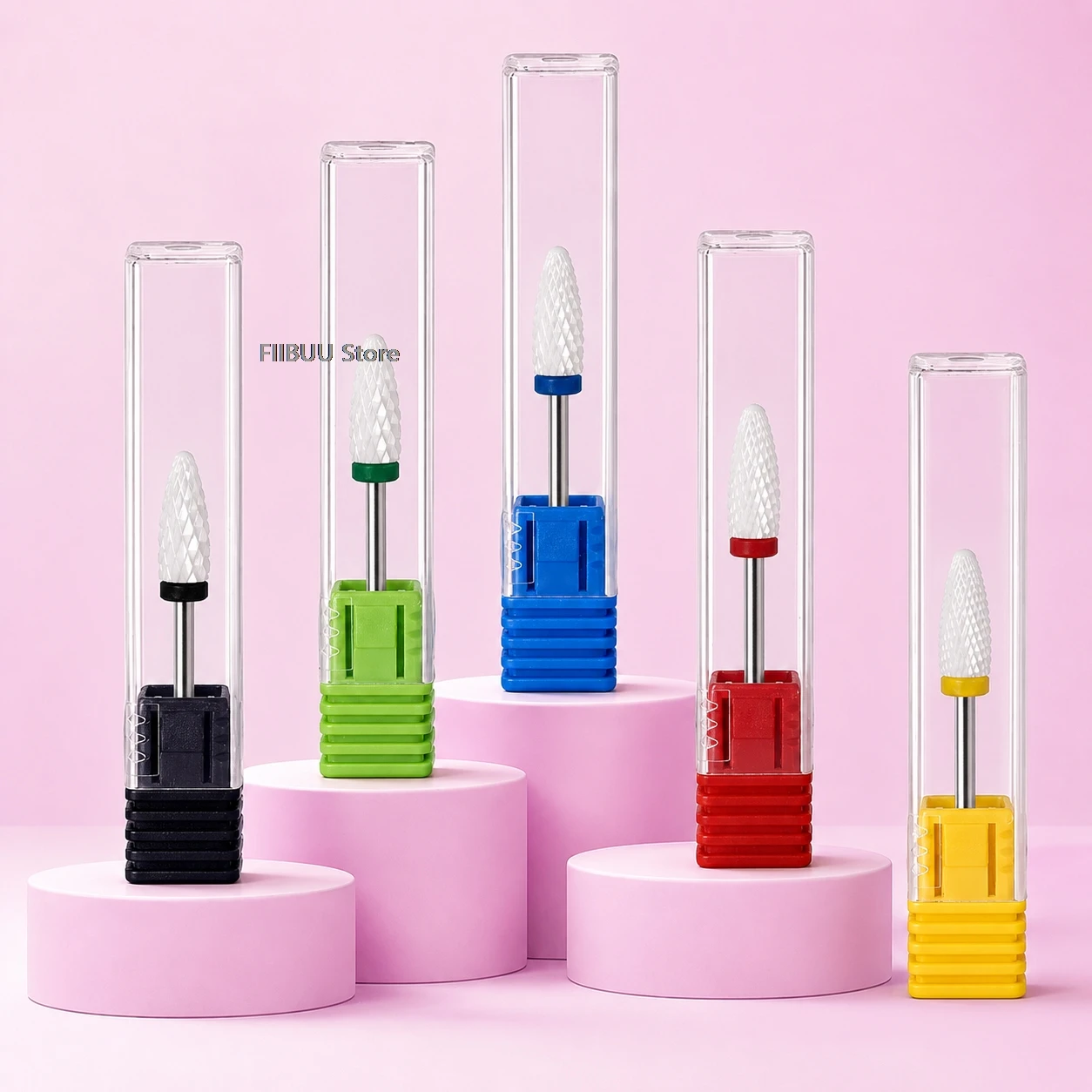 Ceramic Nail Drill Bit 5 Grit Options 2.35mm Universal Shank Nail Burr Set For Gel Removal Cuticle Manicure Salon Home Use