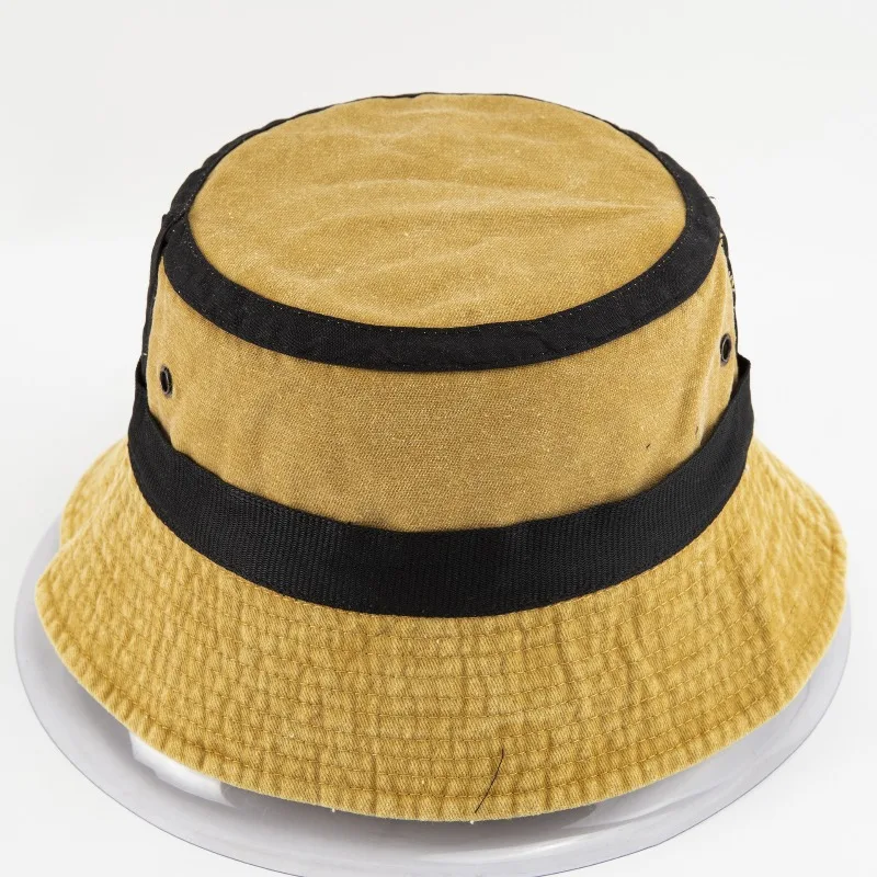 Custom Printed Logo Solid Color Washed Cotton Bucket Hat Outdoor Sunshade Fishing Bob Hats for Men and Women Embroidered Sun Cap