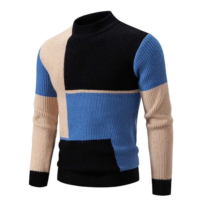 Casual Knitted Pullover Sweater Men\'s New Autumn and Winter Casual Warm Neck Sweater Knit Pullover Tops  Man Clothes