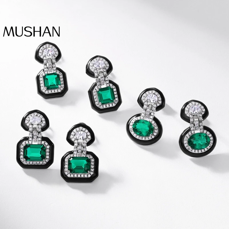 

MuShan Jewelry 925 Sterling Silver Earrings Lab Grown Ruby Oval Party Wear for Women 18K Gold Plated GRC Certificate Earrings