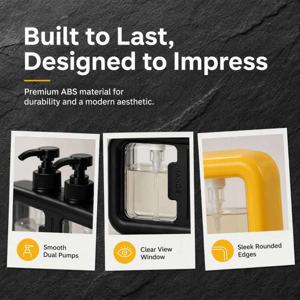 Dual Compartment Dual Chamber Soap Dispenser Press Pump Dual Grid Countertop Soap Dispenser Two Liquid Capacity 2-in-1 Design