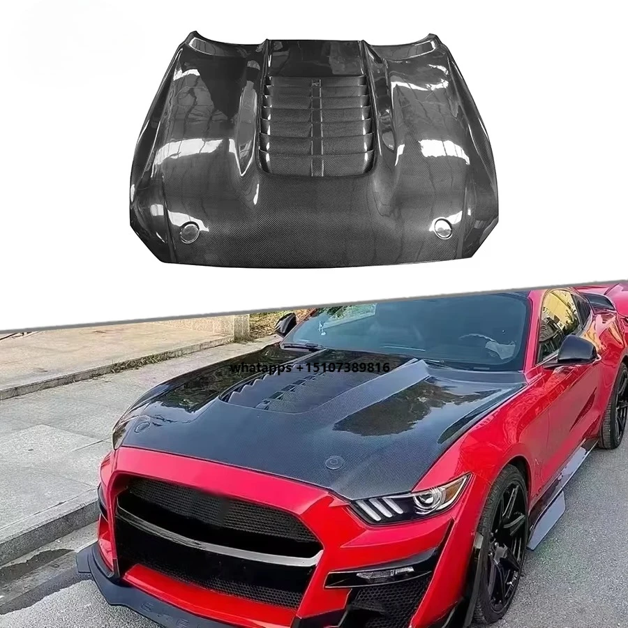 

Carbon Fiber Front Engine Bonnet Hood for Mustang 2015-2021 Upgrade GT500 Style Front Hood Replacement Car Styling