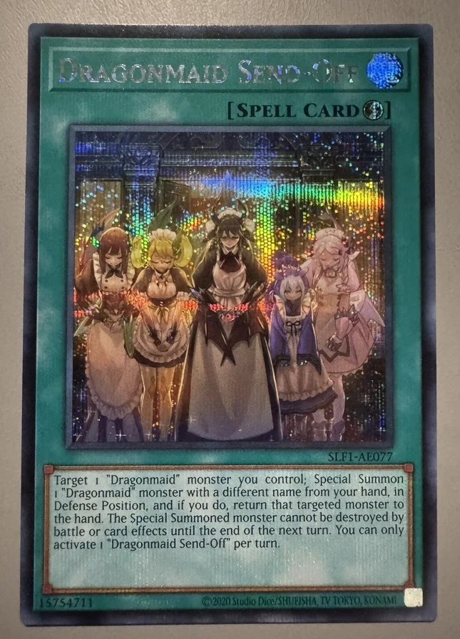 yugioh-konami-duel-monsters-slf1-ae077-dragonmaid-send-off-secret-rare-asian-english-collection-mint-card