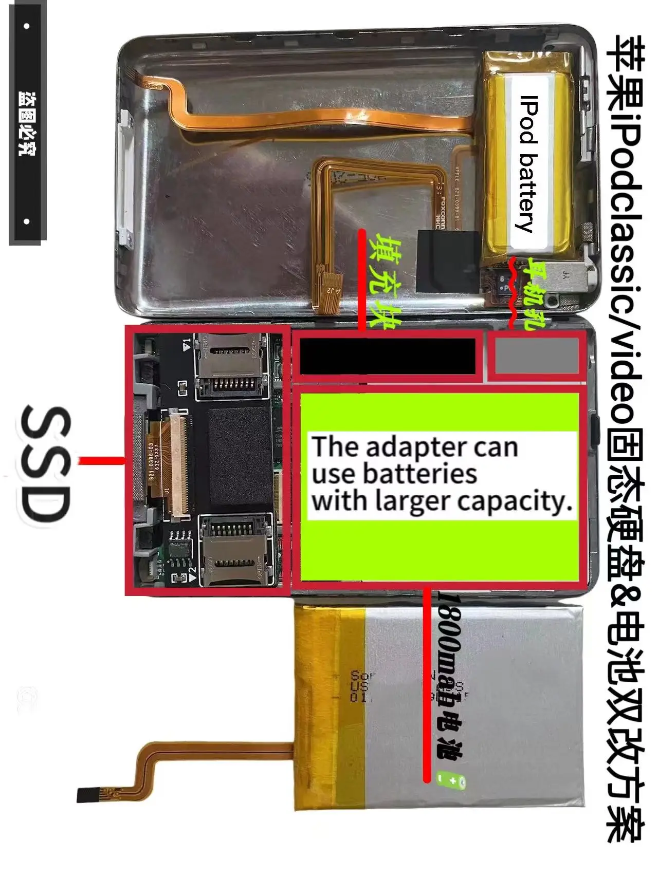 金メッキZifコネクタ,ispodビデオ拡張CD tfアダプター,クラシックipod