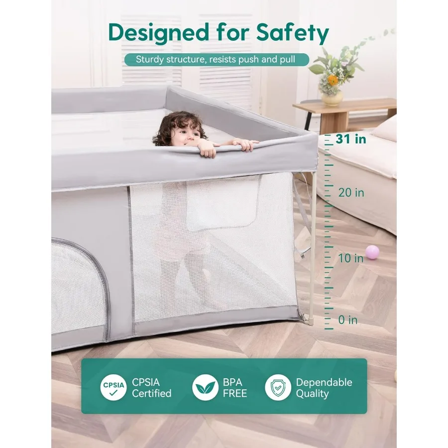 Box per bambini pieghevole con tappetino 54.5×54.5 Parco portatile per neonati e bambini piccoli Nessun montaggio richiesto Sicurezza interna ed esterna