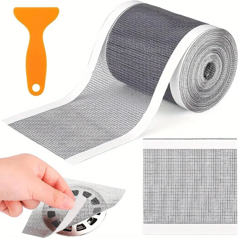 5-100m Self-Adhesive Floor Drain Stickers Cutable Shower Drain Hair Catcher Disposable Mesh Sink Strainer Filter Screen Sticker