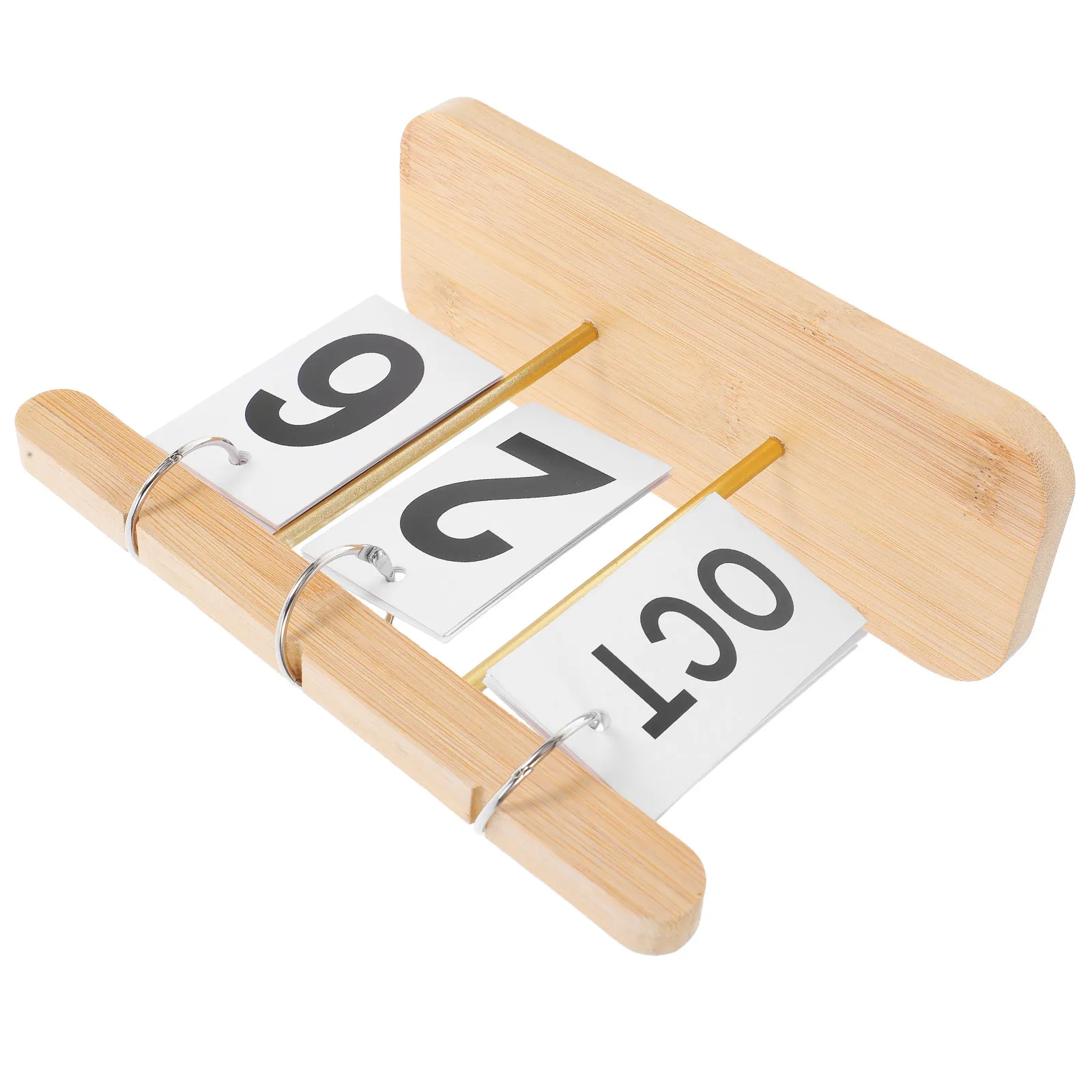 

Standing Bamboo Flip Perpetual Calendar for Desk Office Home Decor Metal Iron Base Wooden Block Daily Calendar Ornament