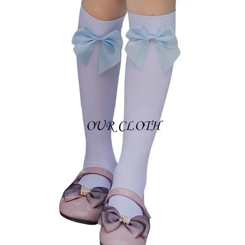 Girls Summer Sweet Bows Calf Socks Knee Highs Socks Summer Fino meias seda pura meias tubo