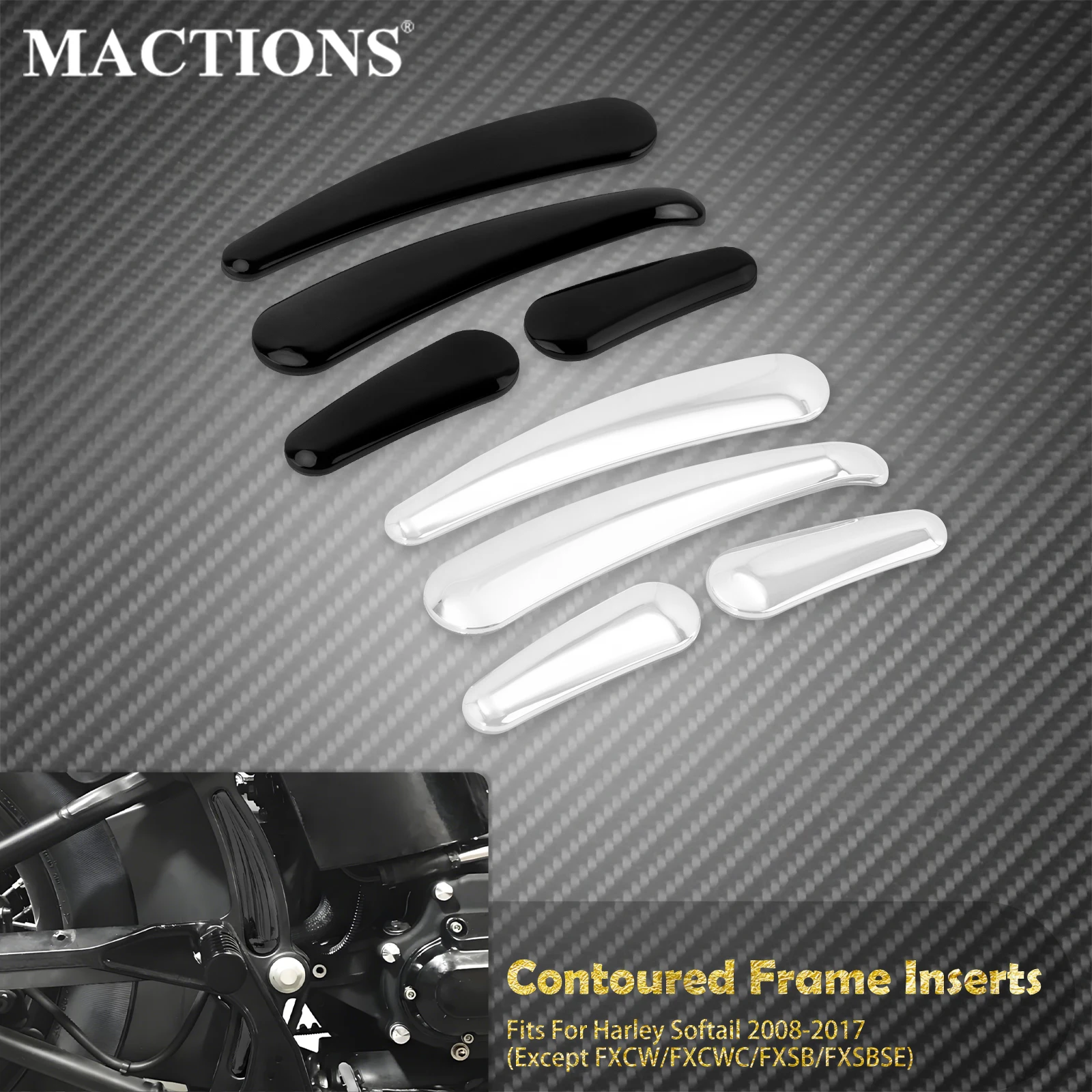 

Motorcycle 3D Curved Swingarm Frame Cover Insert 4PCS For Harley Softail 2008-2017 Fat Boy FLSTF Slim FLS Deluxe FLSTN FLSTC