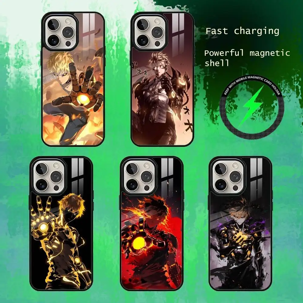 

O-One Punch Man G-Genos Phone Case For iPhone17,16,15,14,13 Plus,Pro Max Magnetic For Magsafe Wireless Charging
