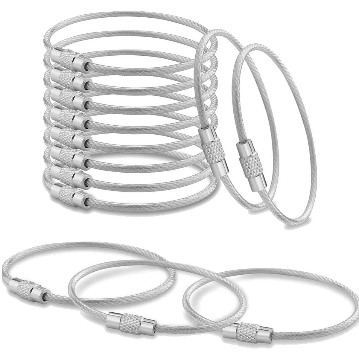 6/18/32pcs Coated Wire Keychains Cable Keychain Durable Adjustable Rust Resistant for Organizing Keys Tag DIY Projects Gifts