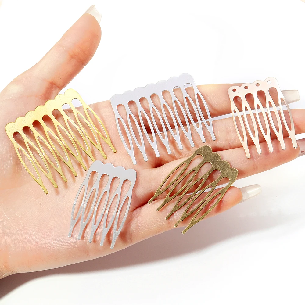 Peignes à cheveux en métal à 5, 8 ou 10 dents, en laiton, pour femmes et filles, ornement de mariée, bijoux, accessoires décoratifs, accessoires de mariage, 10 pièces