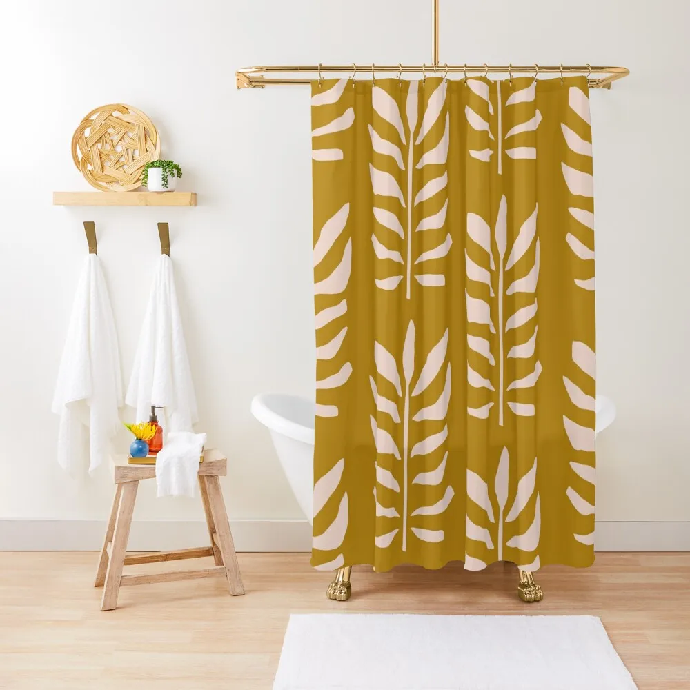 Blush pink & yellow abstract leaf Shower Curtain Bathroom For Shower Transparent Bathroom Shower For Bathroom Curtain