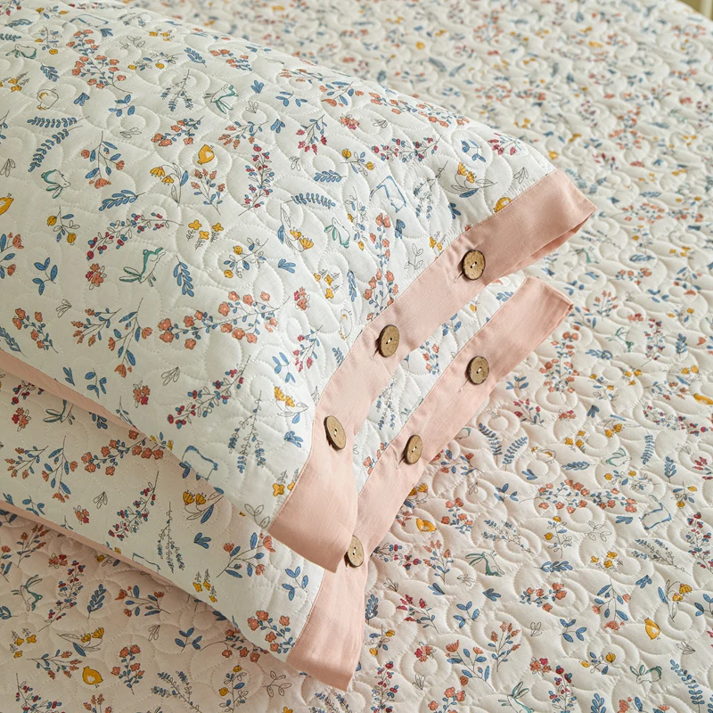 2026 New Thickened Quilted Cotton Pillowcase Double-Sided Cozy Pillow Cases with Button Lock Skin-Friendly Printed Home Textile