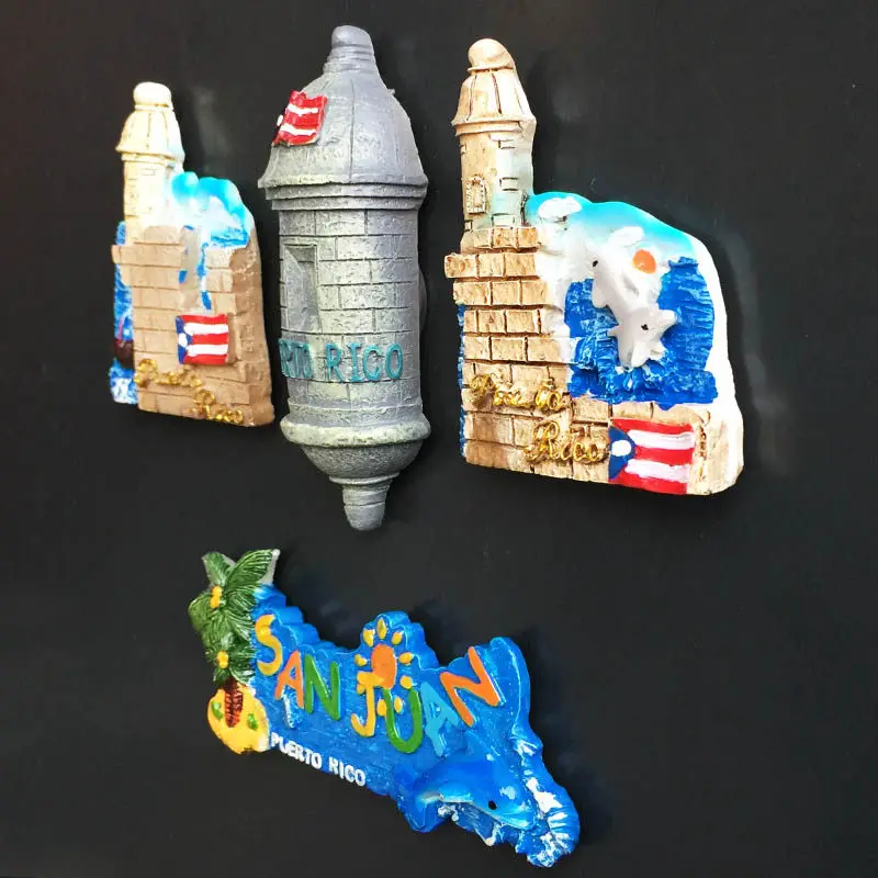 Creative magnetic refrigerator stickers, San Juan, the capital of Puerto Rico, the United States, tourism commemorative crafts