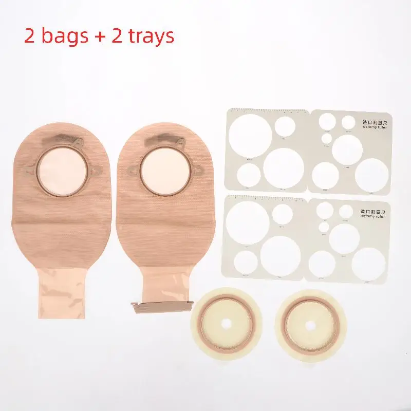 1 Set Two Piece Drainable Pouches Ostomy Supplies Colostomy Bags With Hoop And Look Ileostomy Stoma Care