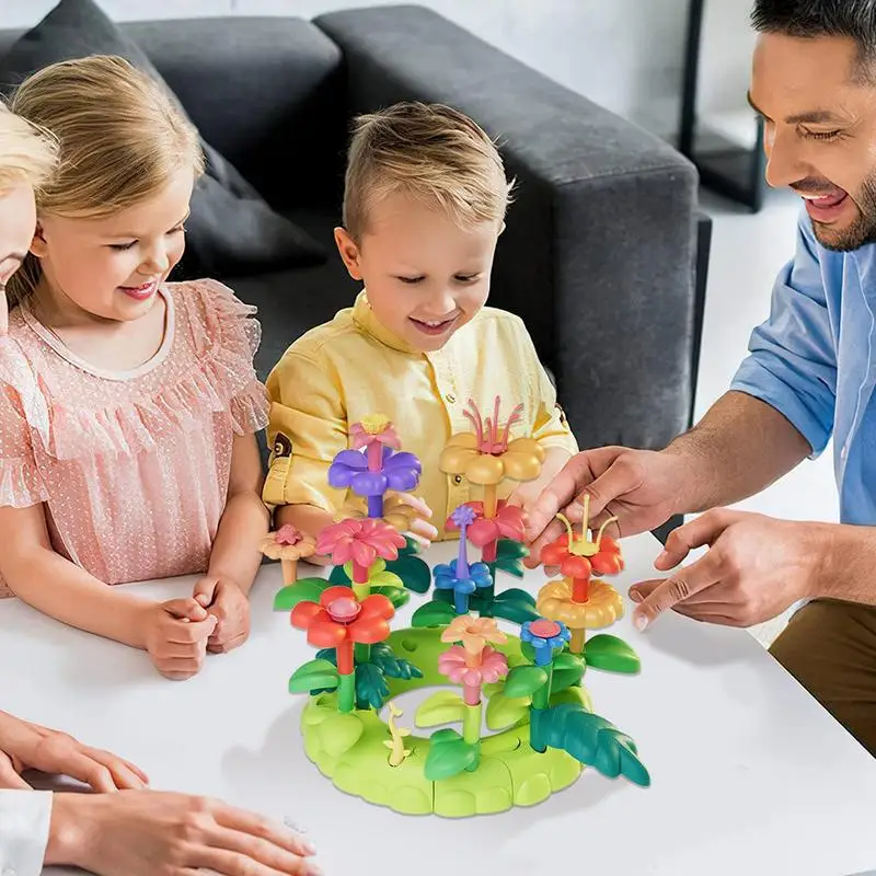 Juguetes de árbol de jardín, bloques de apilamiento de flores, juguete estimulante, creativo e imaginación, bloques de apilamiento, horas de diversión, aprendizaje para niños