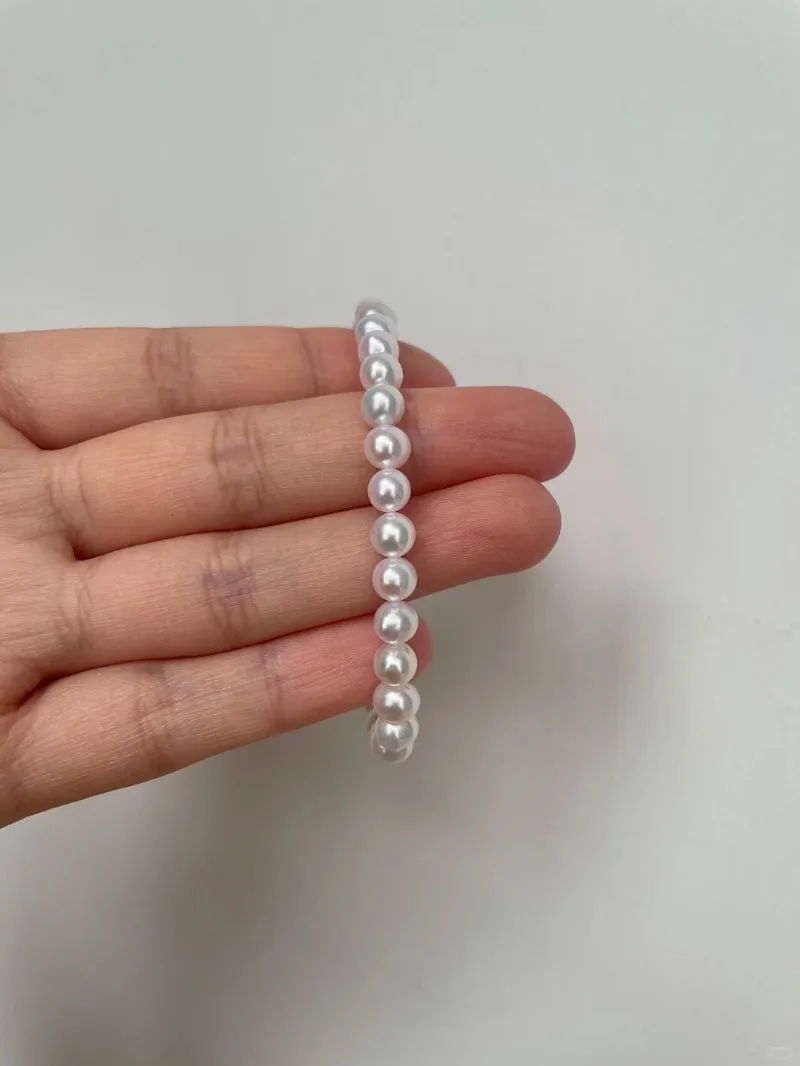 

Natural White 4-5mm Pearl Bracelet 925 Sterling Silver Unique Color Gift