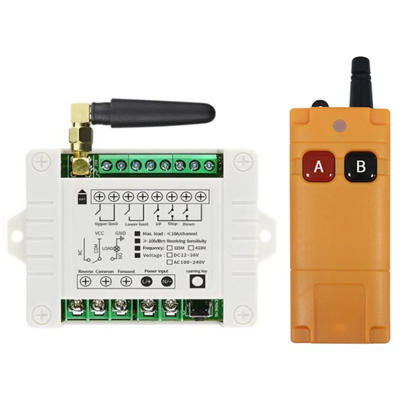 433MHz Universal Wireless Remote Control AC 110V 220V 2CH Relay Radio controller Receiver Module RF Switch & Gate Garage opener