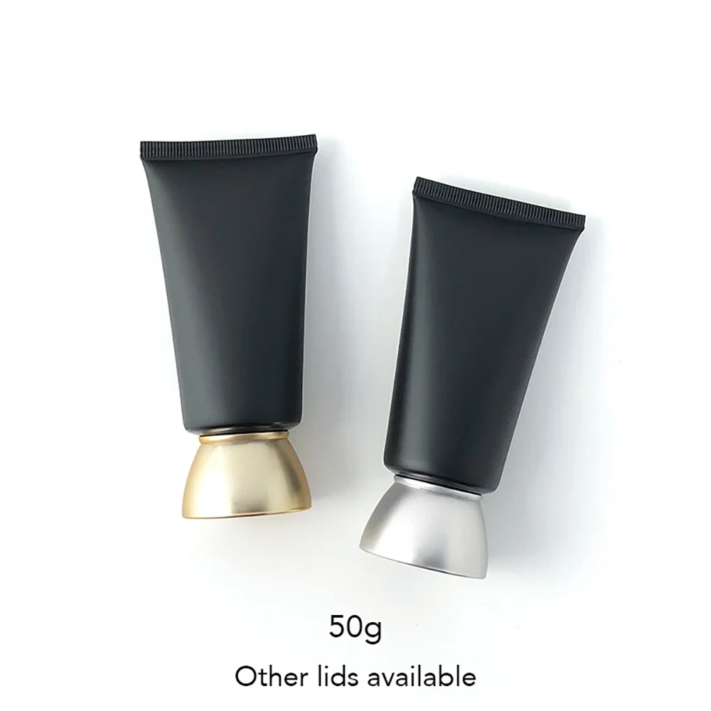 50g 50ml tubo macio de plástico preto fosco creme de cuidados com a pele loção corporal recarregável garrafa de apertar recipiente cosmético vazio 20 peças