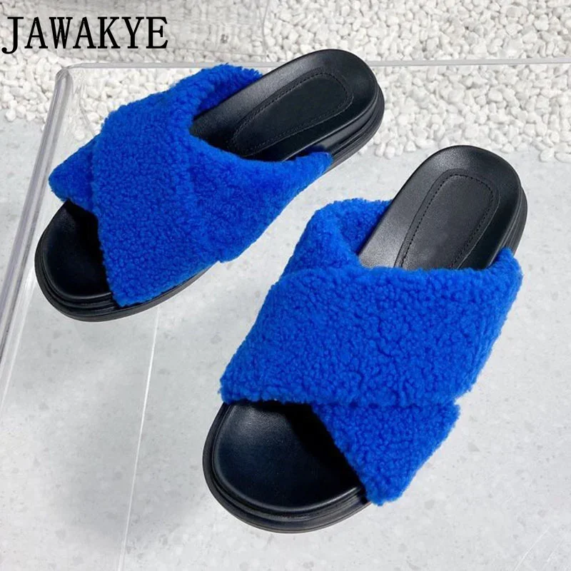 

2023 Popular Brand Ladies Fur Slippers Leisure Flat Bottom Beach Shoes Women's Comfortable Warm Home Shoes Flip Flops