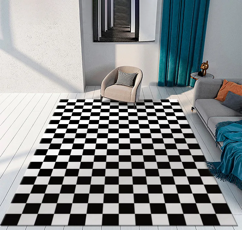 Color Checkerboard Plaid Carpet Moroccan Living Room Bedroom Rug Anti-skid Entry Door Mats Household Bedside Rugs Bay Hogar