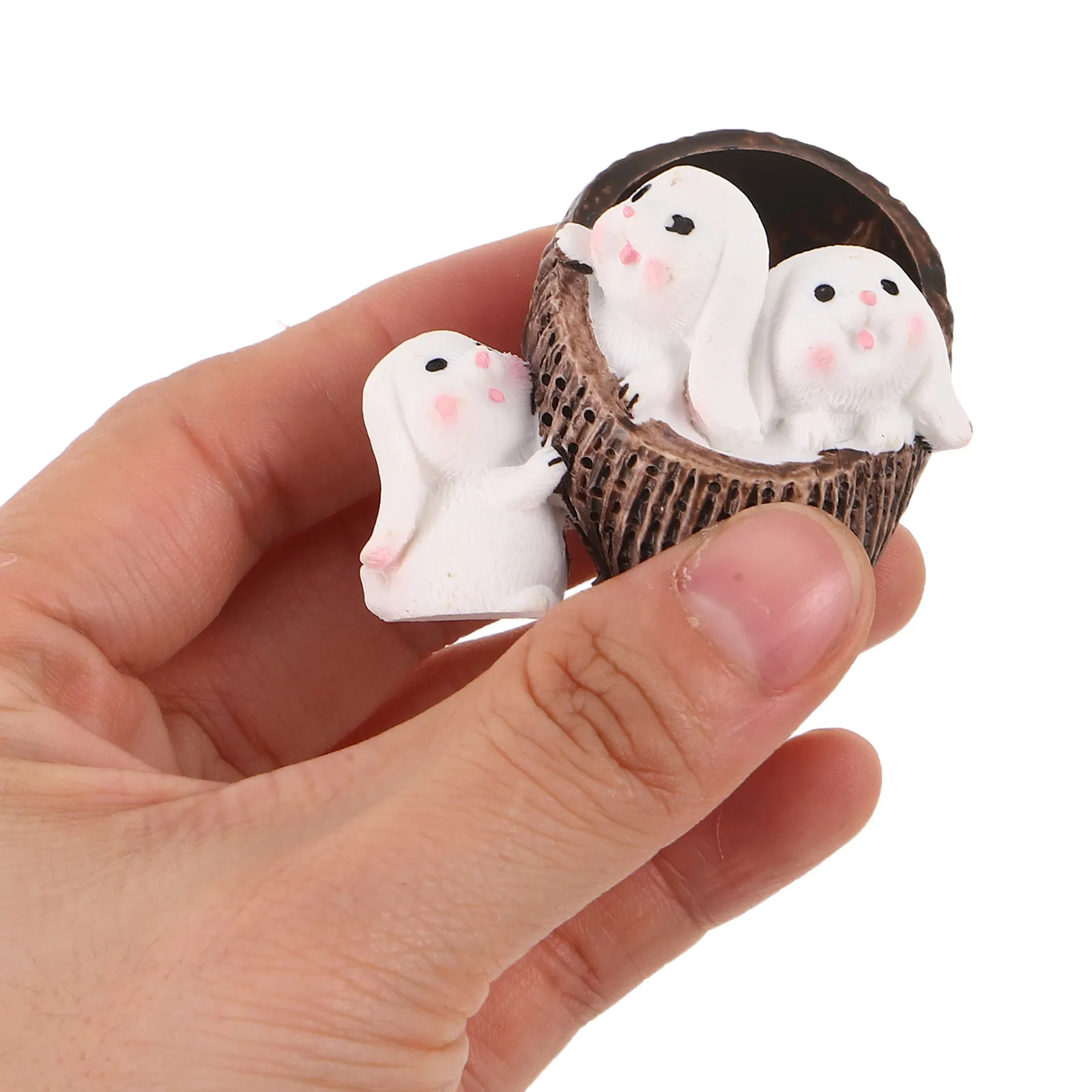 2Pcs Resin Mini Bunny Realistic Texture Micro Landscape Accessories Small Rabbit Sculpture for Garden Table Office Decor